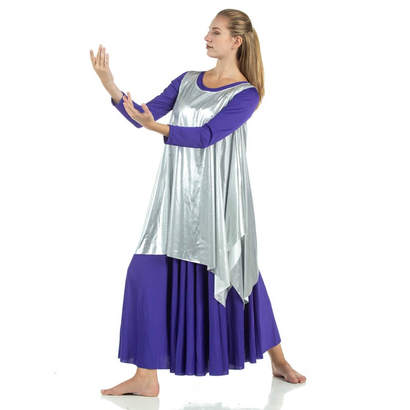 Danzcue Womenâ€™s Celebration of Spirit Dance Drapey Tunic Tank Pullover Praise Dance Tunic for Women, Silver, Large-X-Large - Image 2